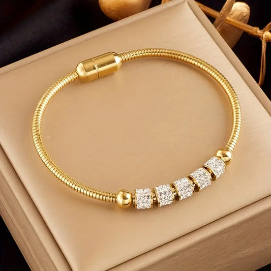 Cylindrical stainless steel bracelet