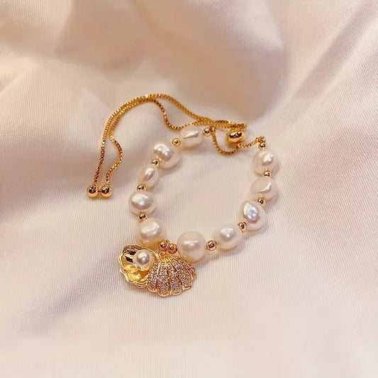 Baroque summer shell freshwater pearl bracelet