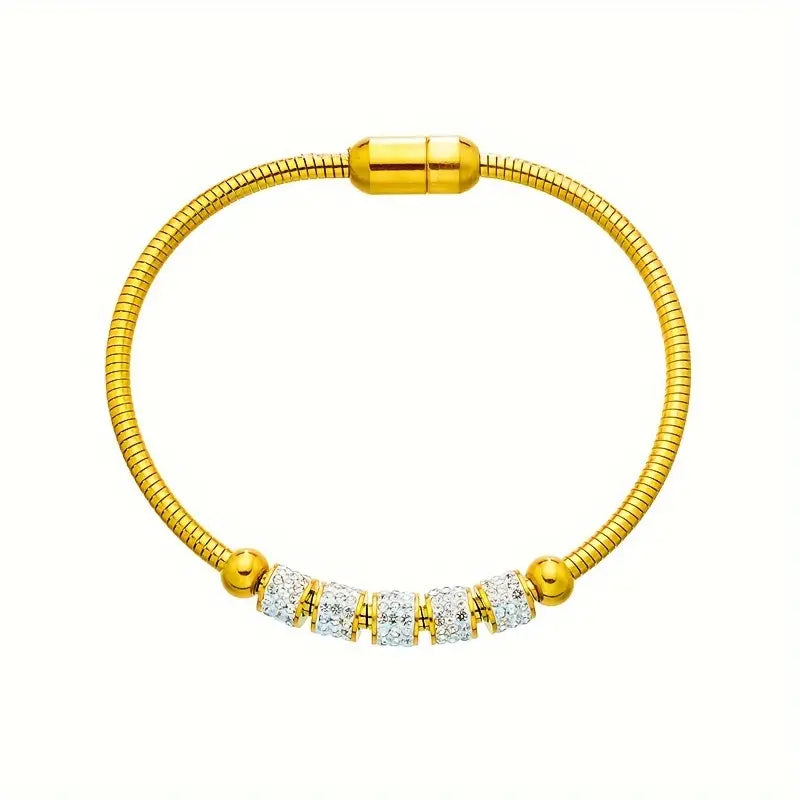 Cylindrical stainless steel bracelet