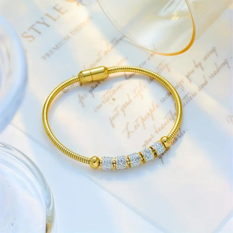 Cylindrical stainless steel bracelet