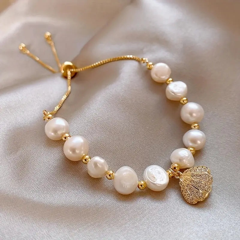 Baroque summer shell freshwater pearl bracelet